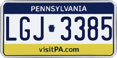 PA license plate LGJ3385