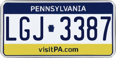 PA license plate LGJ3387