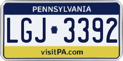 PA license plate LGJ3392