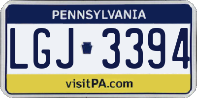 PA license plate LGJ3394