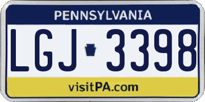 PA license plate LGJ3398