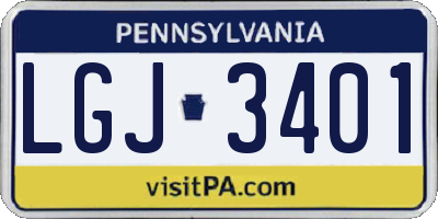PA license plate LGJ3401