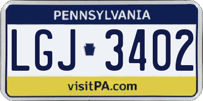 PA license plate LGJ3402