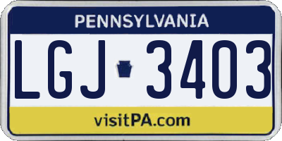 PA license plate LGJ3403