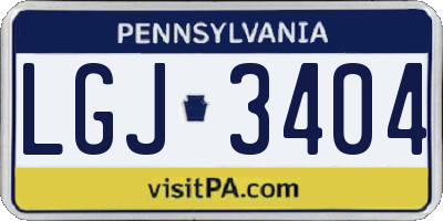 PA license plate LGJ3404