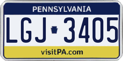 PA license plate LGJ3405