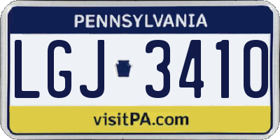 PA license plate LGJ3410