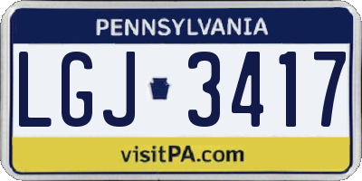 PA license plate LGJ3417