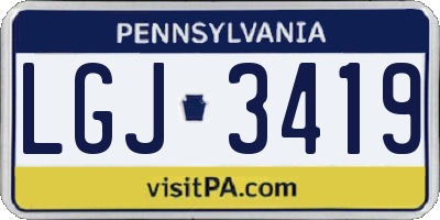 PA license plate LGJ3419