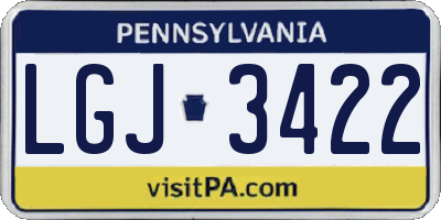PA license plate LGJ3422
