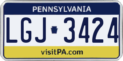 PA license plate LGJ3424