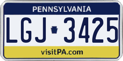 PA license plate LGJ3425