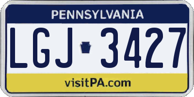 PA license plate LGJ3427