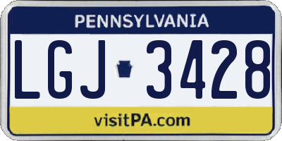 PA license plate LGJ3428