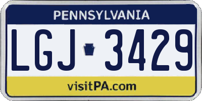 PA license plate LGJ3429