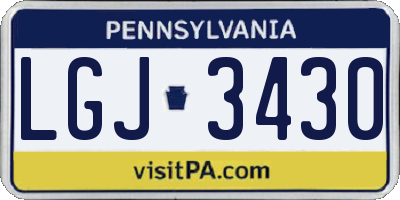 PA license plate LGJ3430