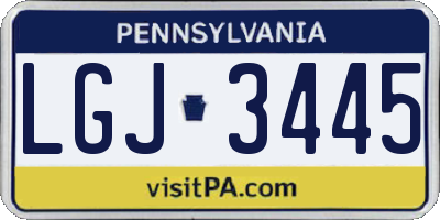 PA license plate LGJ3445