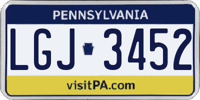 PA license plate LGJ3452