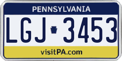 PA license plate LGJ3453