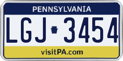 PA license plate LGJ3454