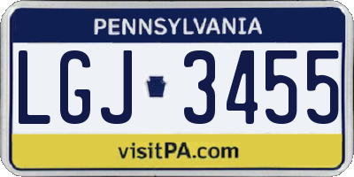 PA license plate LGJ3455