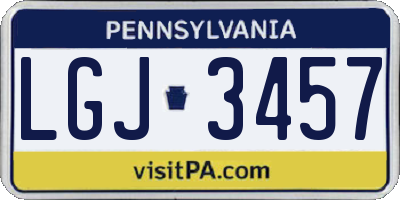 PA license plate LGJ3457
