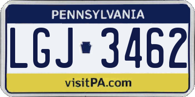 PA license plate LGJ3462