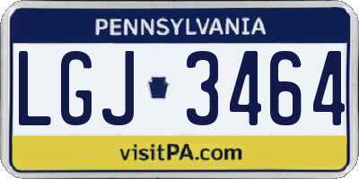 PA license plate LGJ3464