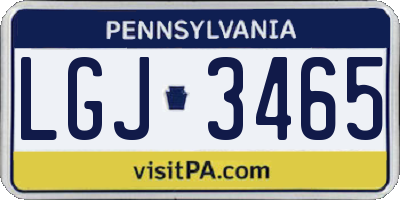 PA license plate LGJ3465