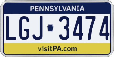 PA license plate LGJ3474