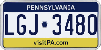 PA license plate LGJ3480