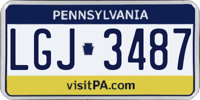 PA license plate LGJ3487