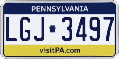 PA license plate LGJ3497