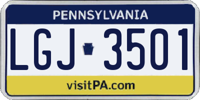 PA license plate LGJ3501