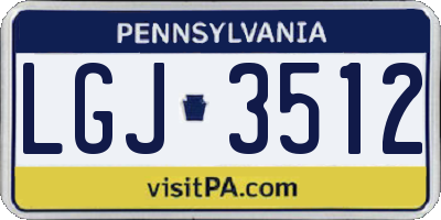 PA license plate LGJ3512