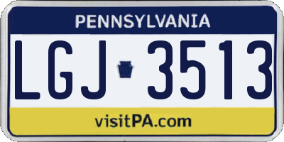 PA license plate LGJ3513