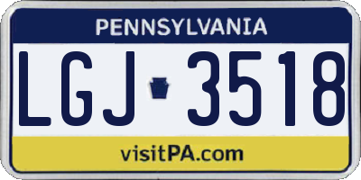 PA license plate LGJ3518