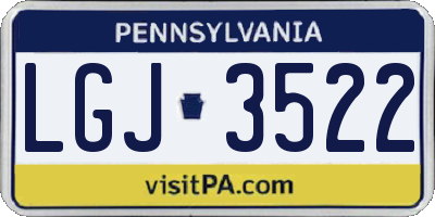 PA license plate LGJ3522