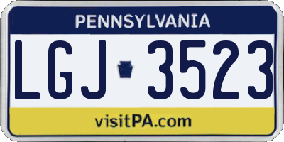 PA license plate LGJ3523