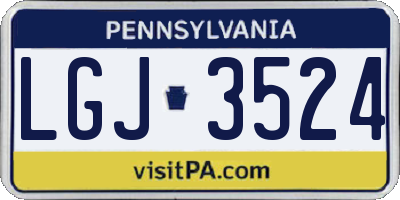 PA license plate LGJ3524