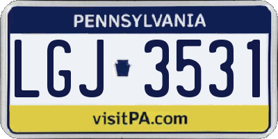 PA license plate LGJ3531