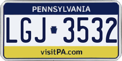 PA license plate LGJ3532