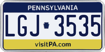 PA license plate LGJ3535