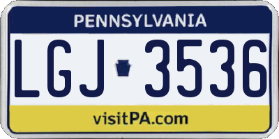 PA license plate LGJ3536