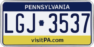 PA license plate LGJ3537