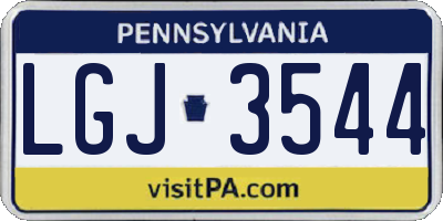 PA license plate LGJ3544