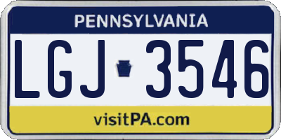 PA license plate LGJ3546