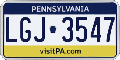PA license plate LGJ3547