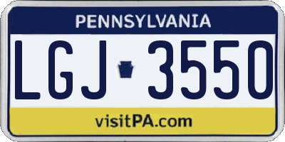 PA license plate LGJ3550