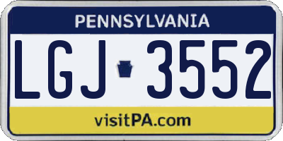PA license plate LGJ3552
